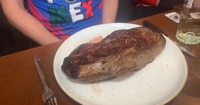 Food champ left dripping in blood after demolishing 3lb 2oz steak in under five minutes
