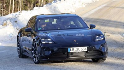 Porsche Taycan Facelift Spied During Winter Testing
