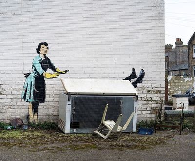 Banksy's 'Valentine's day mascara' mural freezer removed by council