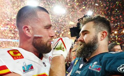 A mic’d-up Travis and Jason Kelce had nothing but love for each other on the field after the Super Bowl