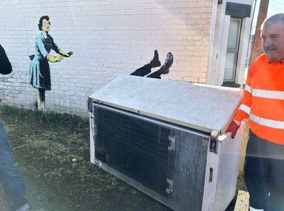 Chest freezer at heart of Banksy’s latest work removed ‘due to fly tipping’