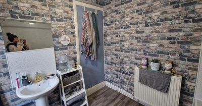 Woman uses Home Bargains and Dunelm products to transform bathroom