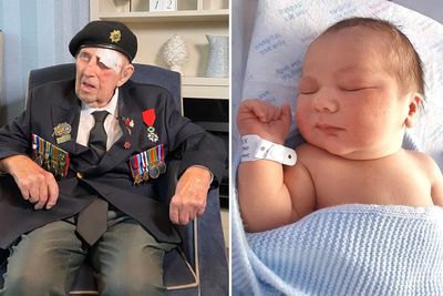 D-day veteran and newborn great-grandson share a birthday 100 years apart