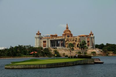 The golf green only accessible by boat