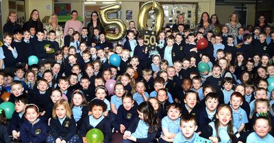 St Patrick’s Primary pupils in Dumbarton celebrate the school’s 50th anniversary with a party
