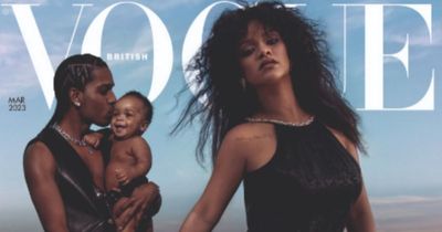 Rihanna poses with her adorable baby son and doting dad A$AP Rocky for British Vogue
