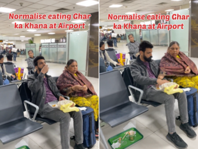 Viral: Man enjoys maa-ke-hath ka aloo ka parantha at airport; encourages others to eat 'ghar ka khana' instead of '₹400 worth dosa'