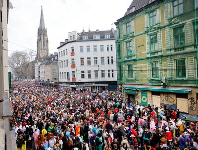 Revelers celebrate street Carnival across German Rhineland