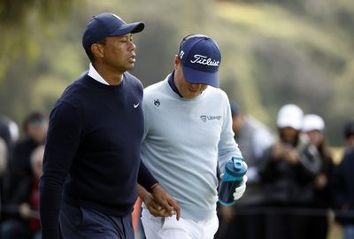 Tiger Woods gifted Justin Thomas a feminine hygiene product after outdriving him on No. 9 Thursday