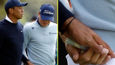 Tiger Woods hands playing partner Justin Thomas a tampon in bizarre prank at Genesis Invitational