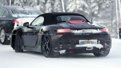 2025 Porsche Boxster EV Filmed With Rear Charging Port Above Fake Exhaust Tip