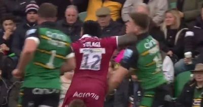 Manu Tuilagi sent off for brutal incident that leaves rival on knees