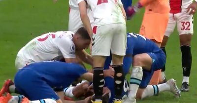 Cesar Azpilicueta given oxygen and taken off on stretcher after sickening kick to head
