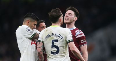 What Declan Rice said to Pierre-Emile Hojbjerg during Tottenham victory over West Ham