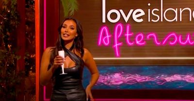 Love Island's Maya Jama wows in figure hugging leather jumpsuit for Aftersun