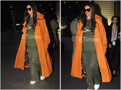 Deepika Padukone makes a style statement at the airport in an orange trench coat - See photos