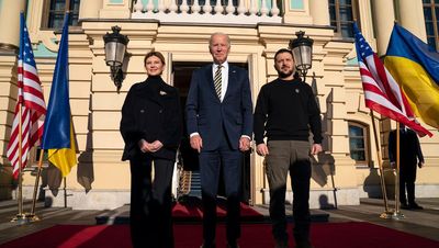Biden visits Kyiv and says ‘democracy stands’ in Ukraine ahead of anniversary