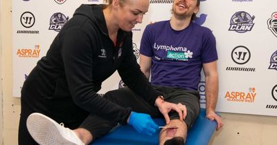 Glasgow Clan ice hockey stars brave leg waxing for Paisley woman fighting cancer