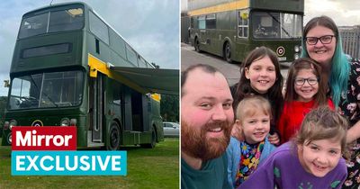 Family of six move into double-decker bus that costs just £6 a day to save on rent