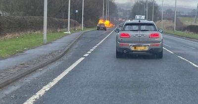 Car bursts into flames on busy Fife road during morning rush hour