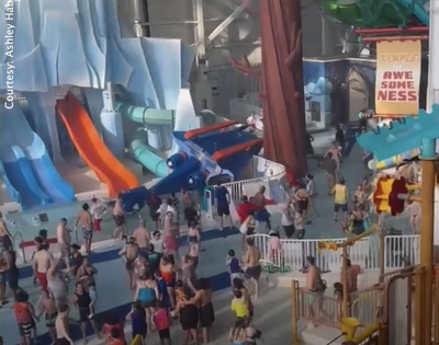 Helicopter on display crashes into pool at New Jersey water park injuring four people