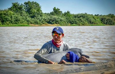 Two endangered pink dolphins rescued from shallow Colombia river