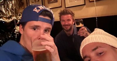 David Beckham takes his youngest son Cruz to the pub for a pint as he 'finally' turns 18