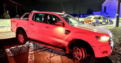 Man kept driving pickup even though tyre had come off and it was on fire
