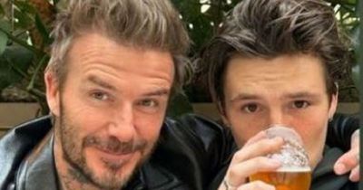 'My first ever drink': David Beckham poses with son Cruz as he has first pint on his 18th birthday