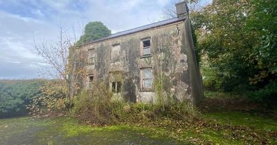 Inside spooky derelict house which comes with a chapel and its own graveyard for £55k