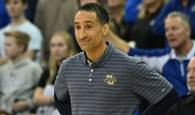 Shaka Smart literally jumping for joy after a big Marquette win was so pure