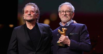 Bono presents iconic Hollywood director Steven Spielberg with special award at Berlin Film Festival
