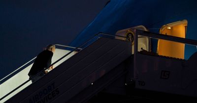 Joe Biden, 80, stumbles on Air Force One stairs AGAIN after 10-hour journey