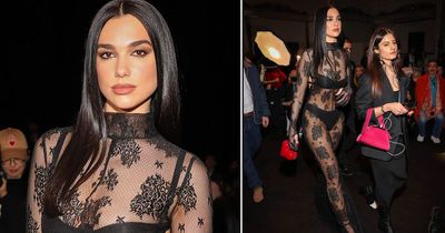 Dua Lipa stuns in see-through sheer lace dress at Milan Fashion Week show