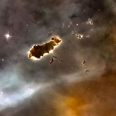 Look! Hubble Spots a Space Caterpillar in the Carina Nebula