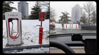 First Tesla Supercharging Station With "Magic Dock" Spotted In New York