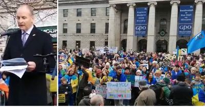 Micheal Martin says 'Ireland is not neutral, we stand with Ukraine' at rally
