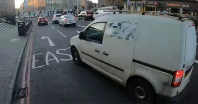 Heart-stopping Edinburgh near miss between van driver on phone and cyclist