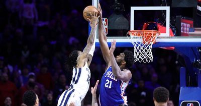 Joel Embiid performs NBA block of the year contender for 76ers on Ja Morant