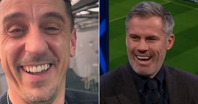 Jamie Carragher can't help himself as Gary Neville targeted with X-rated chant by fans
