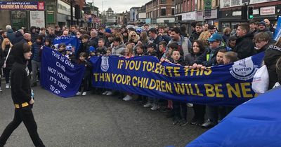 Everton protest led by children sends message to board ahead of Aston Villa game