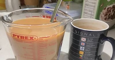 Man branded 'heathen' for controversial 'pint of tea' he made in a measuring jug
