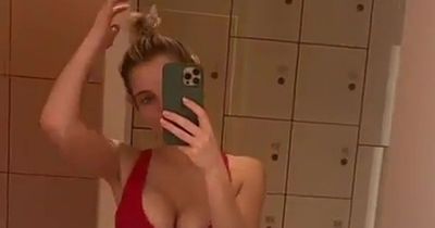 Helen Flanagan sizzles in a red bikini during a relaxing spa day on Paris getaway