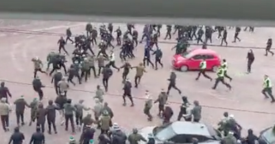 Celtic and Rangers fans clash outside Hampden Park ahead of Old Firm cup final