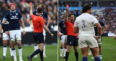 France fly to Six Nations triumph over Scotland after early chaos sees two red cards