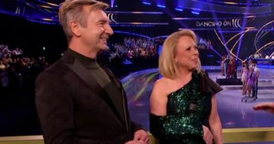 Dancing On Ice's Jayne Torvill returns to show with arm in sling after painful injury