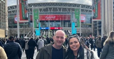 Pregnant Scarlett Moffatt enjoys day out at Wembley in football trip with dad