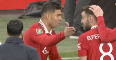 Casemiro earns Roy Keane approval for "arguing" with Bruno Fernandes as Man Utd celebrate