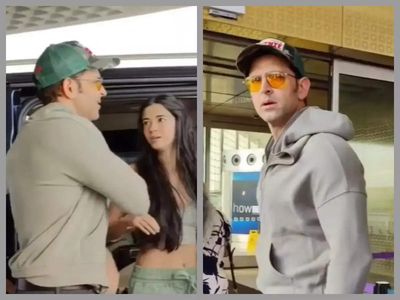 Saba Azad drops boyfriend Hrithik Roshan at the airport as he jets off to Hyderabad for 'Fighter' shoot