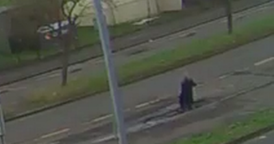 Shocking videos show elderly Glasgow man fall into huge pothole after stepping off bus